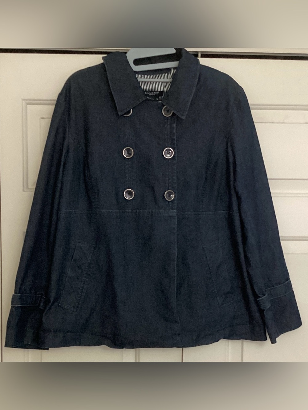 Sandro Sportswear Denim Double Breasted Swing Jacket XL